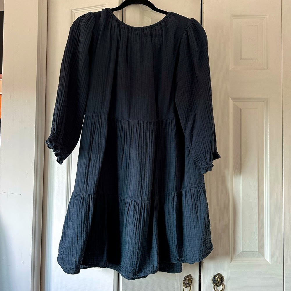 Velvet by graham and spencer navy Cotten gauze dress